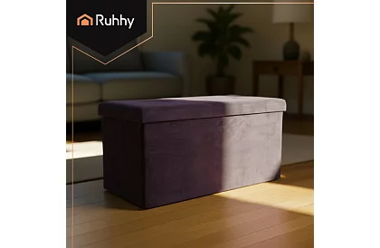 Sametowa składana pufa do przechowywania 76 × 38 × 38 cm – szara