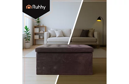 Sametowa składana pufa do przechowywania 76 × 38 × 38 cm – szara