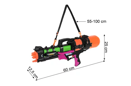 Pistolet wodna 60 cm z zbiornikiem 1,25 l – zasięg do 6 m