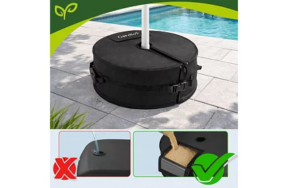 Zestaw obciążników na parasol 48 cm – napełnialne piaskiem do 40 kg