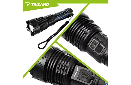 LED ładowalna latarka taktyczna 1500 lm, 5000 mAh