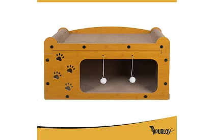 Drapak i buda dla kotów 3 w 1 – 29 × 55 × 29 cm