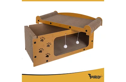 Drapak i buda dla kotów 3 w 1 – 29 × 55 × 29 cm