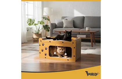 Drapak i buda dla kotów 3 w 1 – 29 × 55 × 29 cm