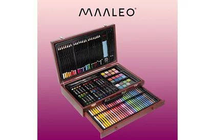 Zestaw do rysowania w drewnianej walizce - 148 elementów