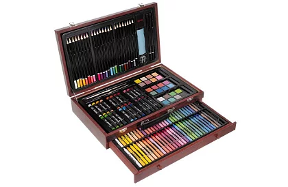 Zestaw do rysowania w drewnianej walizce - 148 elementów