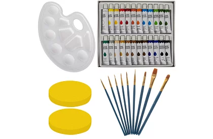 Zestaw artystycznych farb 45 sztuk w drewnianym etui z stojakiem