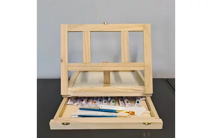 Zestaw artystycznych farb 45 sztuk w drewnianym etui z stojakiem