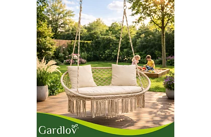 Huśtawka ogrodowa dwuosobowa z poduszkami - do 300 kg