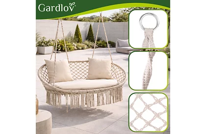 Huśtawka ogrodowa dwuosobowa z poduszkami - do 300 kg