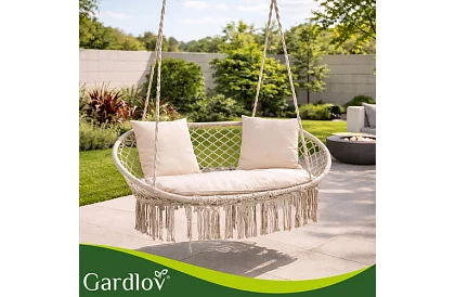Huśtawka ogrodowa dwuosobowa z poduszkami - do 300 kg
