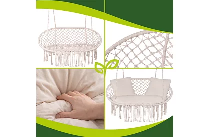 Huśtawka ogrodowa dwuosobowa z poduszkami - do 300 kg