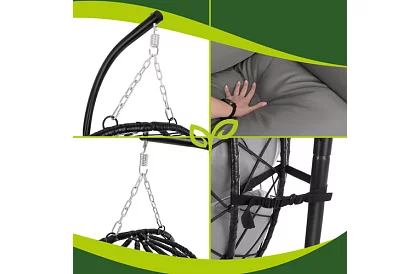 Huśtawka ogrodowa z poduszką – fotel wiszący do 150 kg