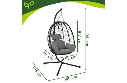 Huśtawka ogrodowa z poduszką – fotel wiszący do 150 kg