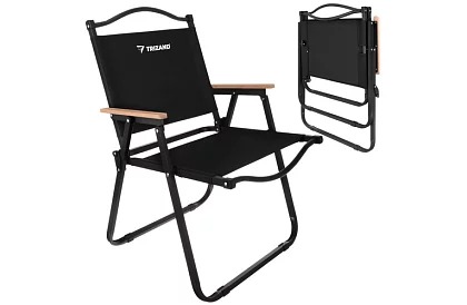 Fotel ogrodowy składany czarny – nośność 120 kg