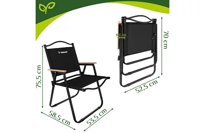 Fotel ogrodowy składany czarny – nośność 120 kg