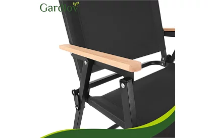 Fotel ogrodowy składany czarny – nośność 120 kg