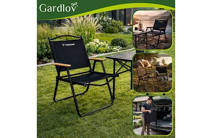Fotel ogrodowy składany czarny – nośność 120 kg