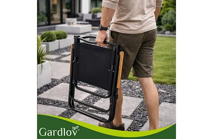 Fotel ogrodowy składany czarny – nośność 120 kg