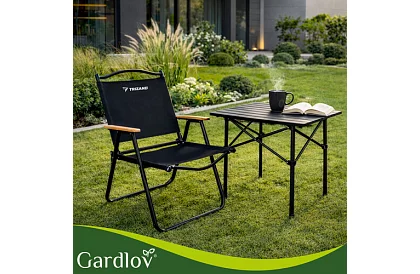 Fotel ogrodowy składany czarny – nośność 120 kg