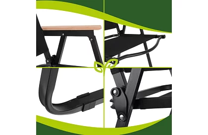 Fotel ogrodowy składany czarny – nośność 120 kg