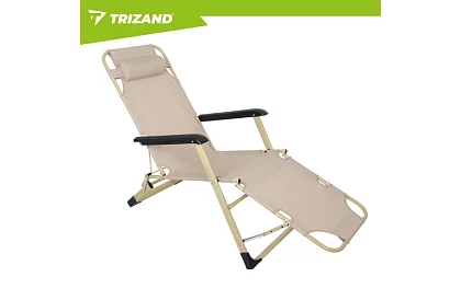 Składane leżaki ogrodowe 3 w 1 z poduszką - beżowe
