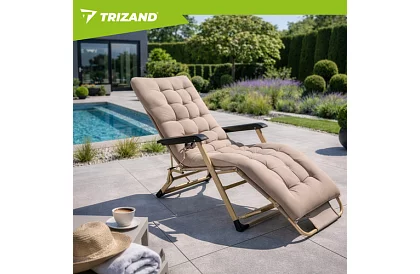 Składane leżaki ogrodowe 3 w 1 z poduszką - beżowe