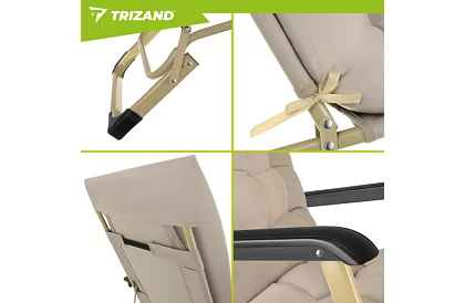 Składane leżaki ogrodowe 3 w 1 z poduszką - beżowe