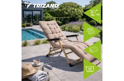 Składane leżaki ogrodowe 3 w 1 z poduszką - beżowe