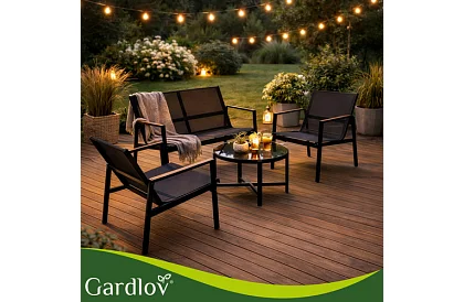 Zestaw mebli ogrodowych MORENO – stół + 2 krzesła + sofa