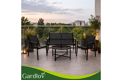 Zestaw mebli ogrodowych MORENO – stół + 2 krzesła + sofa
