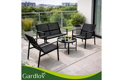 Zestaw mebli ogrodowych MORENO – stół + 2 krzesła + sofa