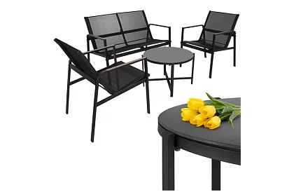 Zestaw mebli ogrodowych MORENO – stół + 2 krzesła + sofa