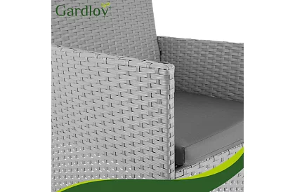 Zestaw mebli ogrodowych – stół, sofa, 2 krzesła – szary