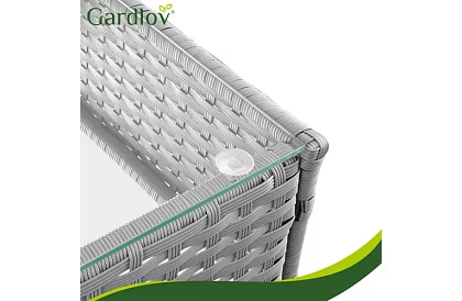 Zestaw mebli ogrodowych – stół, sofa, 2 krzesła – szary