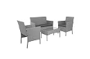 Zestaw mebli ogrodowych – stół, sofa, 2 krzesła – szary