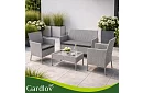 Zestaw mebli ogrodowych – stół, sofa, 2 krzesła – szary