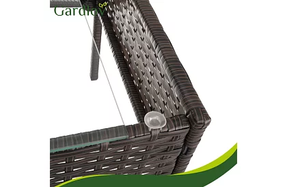 Zestaw mebli ogrodowych – stół, sofa, 2 krzesła – brązowy