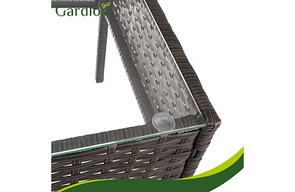 Zestaw mebli ogrodowych – stół, sofa, 2 krzesła – brązowy