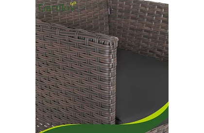 Zestaw mebli ogrodowych – stół, sofa, 2 krzesła – brązowy