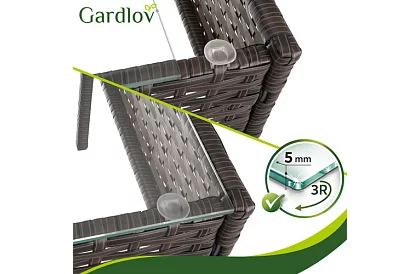 Zestaw mebli ogrodowych – stół, sofa, 2 krzesła – brązowy