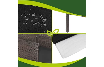 Zestaw mebli ogrodowych – stół, sofa, 2 krzesła – brązowy