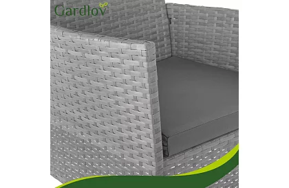 Zestaw mebli ogrodowych – stół, sofa, 2 krzesła – ciemnoszary