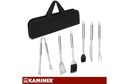 Narzędzia do grillowania ze stali nierdzewnej - 6-częściowy zestaw