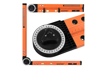 Regulowany kątomierz stolarski z poziomicą