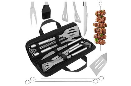 Narzędzia do grillowania ze stali nierdzewnej - 9-częściowy zestaw