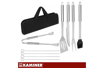 Narzędzia do grillowania ze stali nierdzewnej - 9-częściowy zestaw