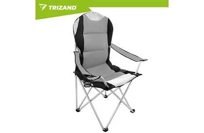 Składane krzesło wędkarskie z podłokietnikami - szaro-czarne