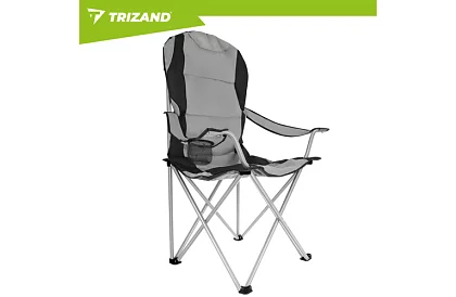Składane krzesło wędkarskie z podłokietnikami - szaro-czarne