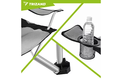 Składane krzesło wędkarskie z podłokietnikami - szaro-czarne